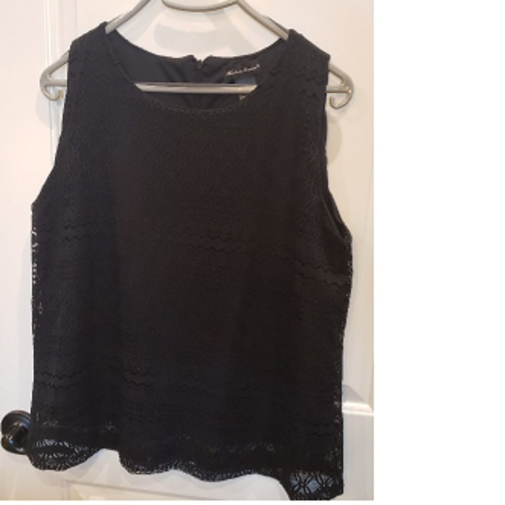 Black lined lace blouse